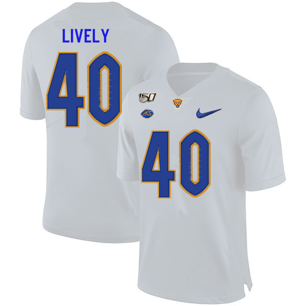 2019 Men #40 Colton Lively Pitt Panthers College Football Jerseys Sale-White